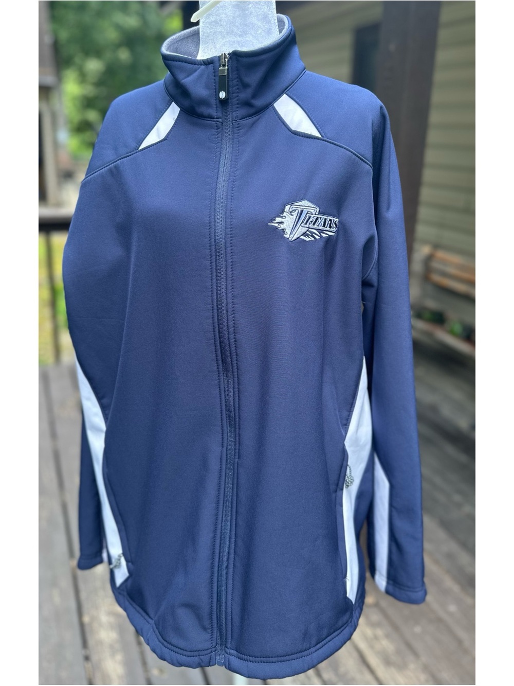 Holloway Navy and White Full-Zip Men’s/Unisex Windbreaker Track Jacket
